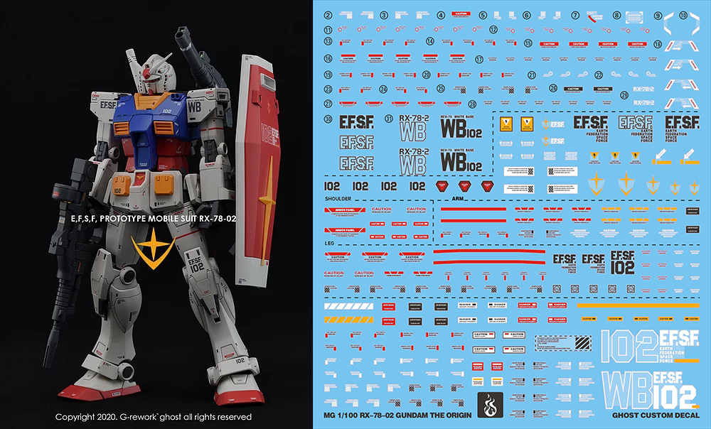 MG 1/100 RX-78-02 ガンダム THE ORIGIN 水転写式デカール_WATER SLIDE