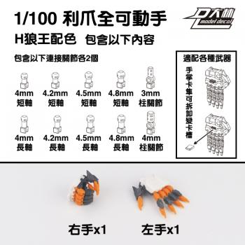 [取り寄せ]MG 1/100 爪付可動ハンドパーツHセット オレンジグレー